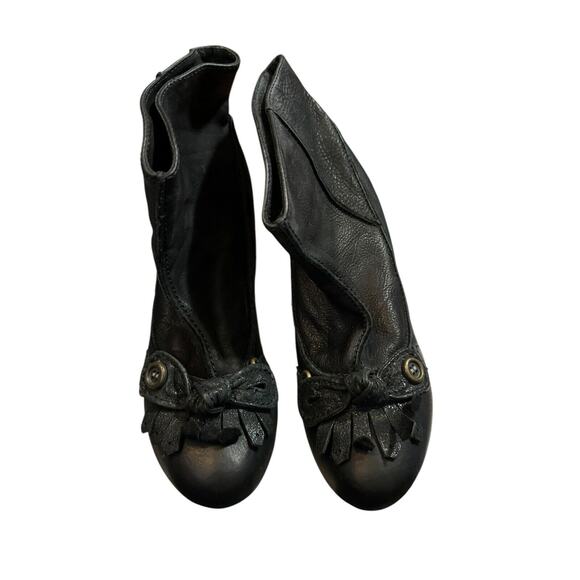 Anthropologie Miss Albright Spectator Booties Size 8.5 Black Bow Fringe - Picture 1 of 8